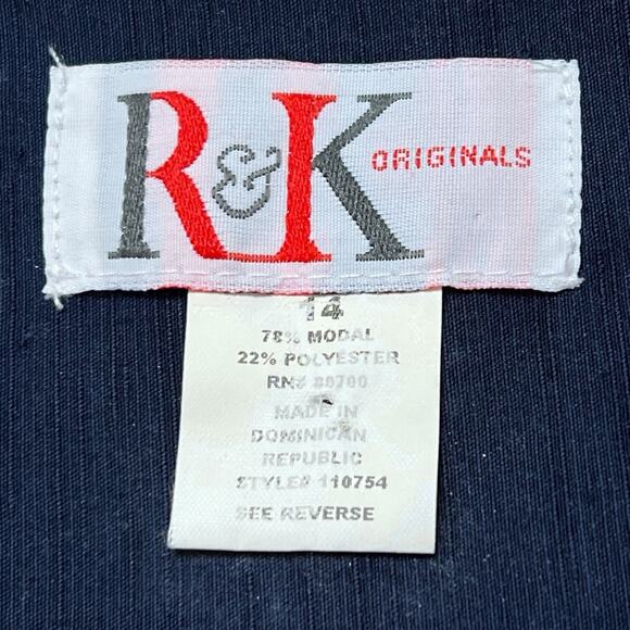 R K Originals Pant Suit 2 Piece Size 14 Blue Top Elastic Waist Pants Flowy Light - Picture 4 of 16